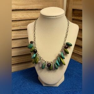 Green Blue Purple Beaded Necklace